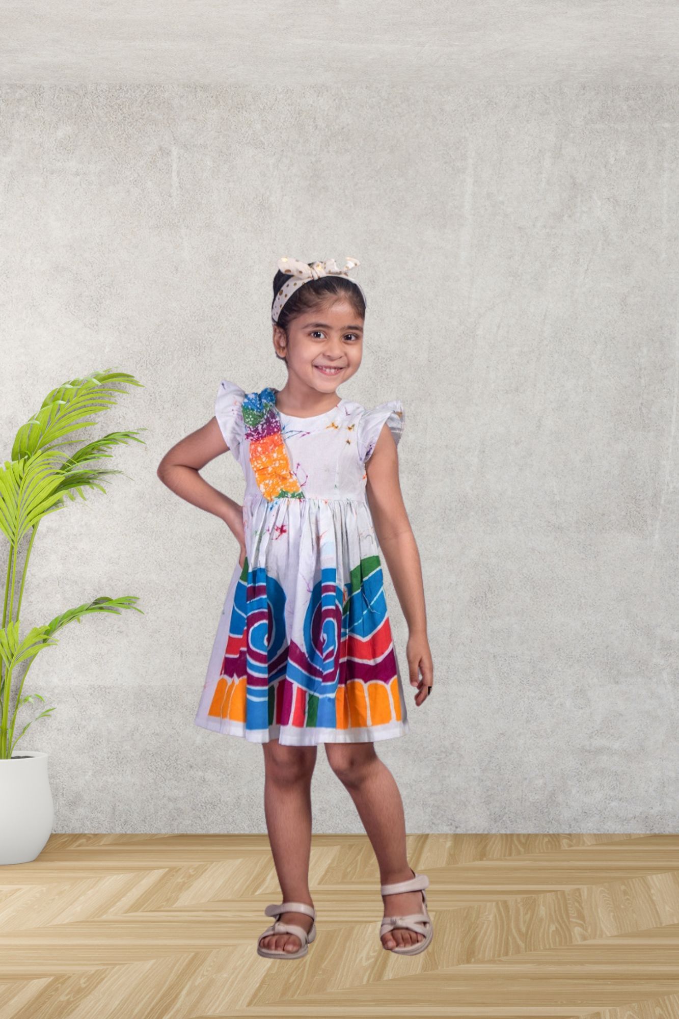 Girls Batik Frock – MultiColor - NRHG812 - Image 2