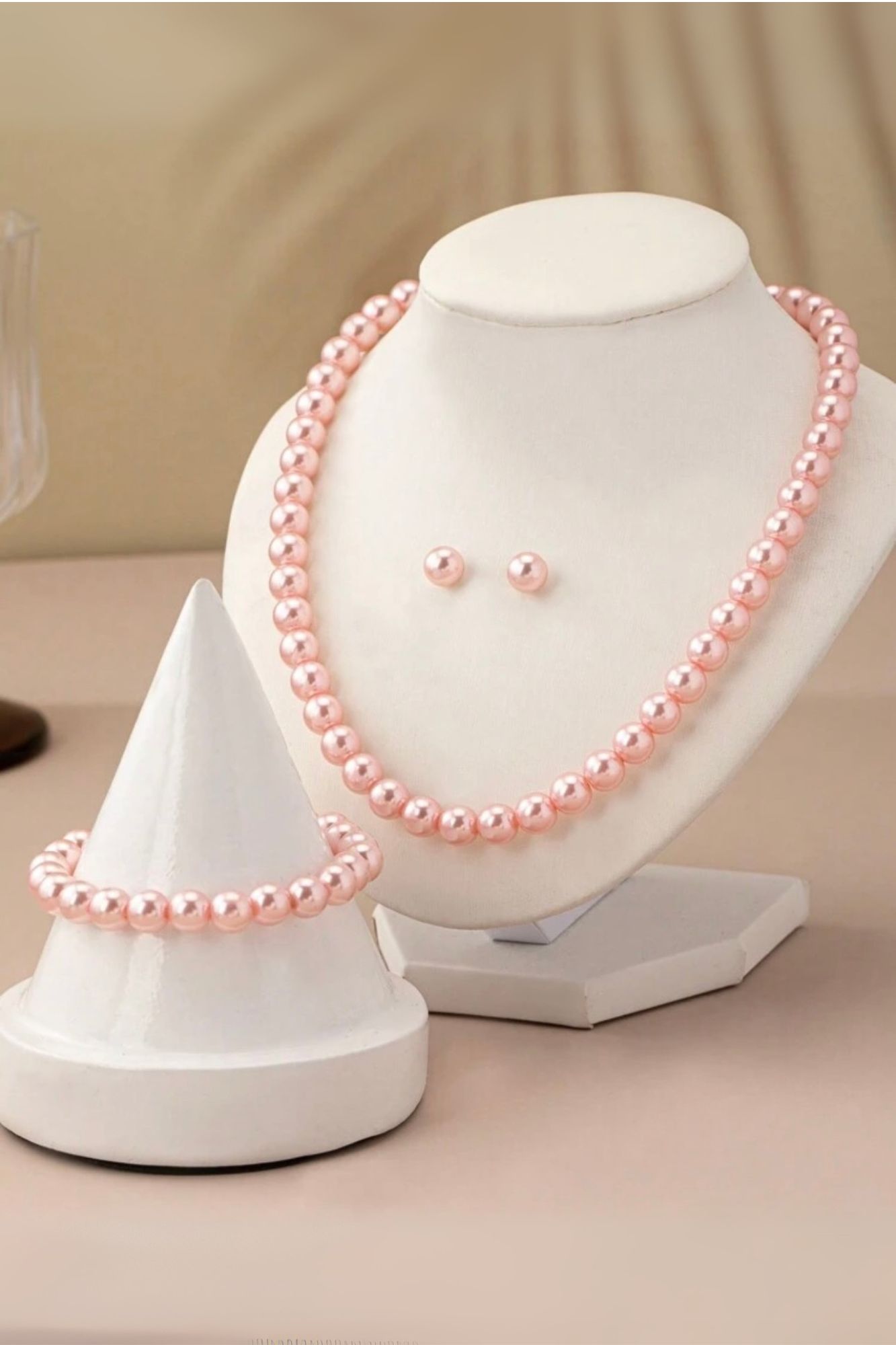 Elegant Faux Pearl beaded Necklace , Bracelet and Earrings- NRSH504