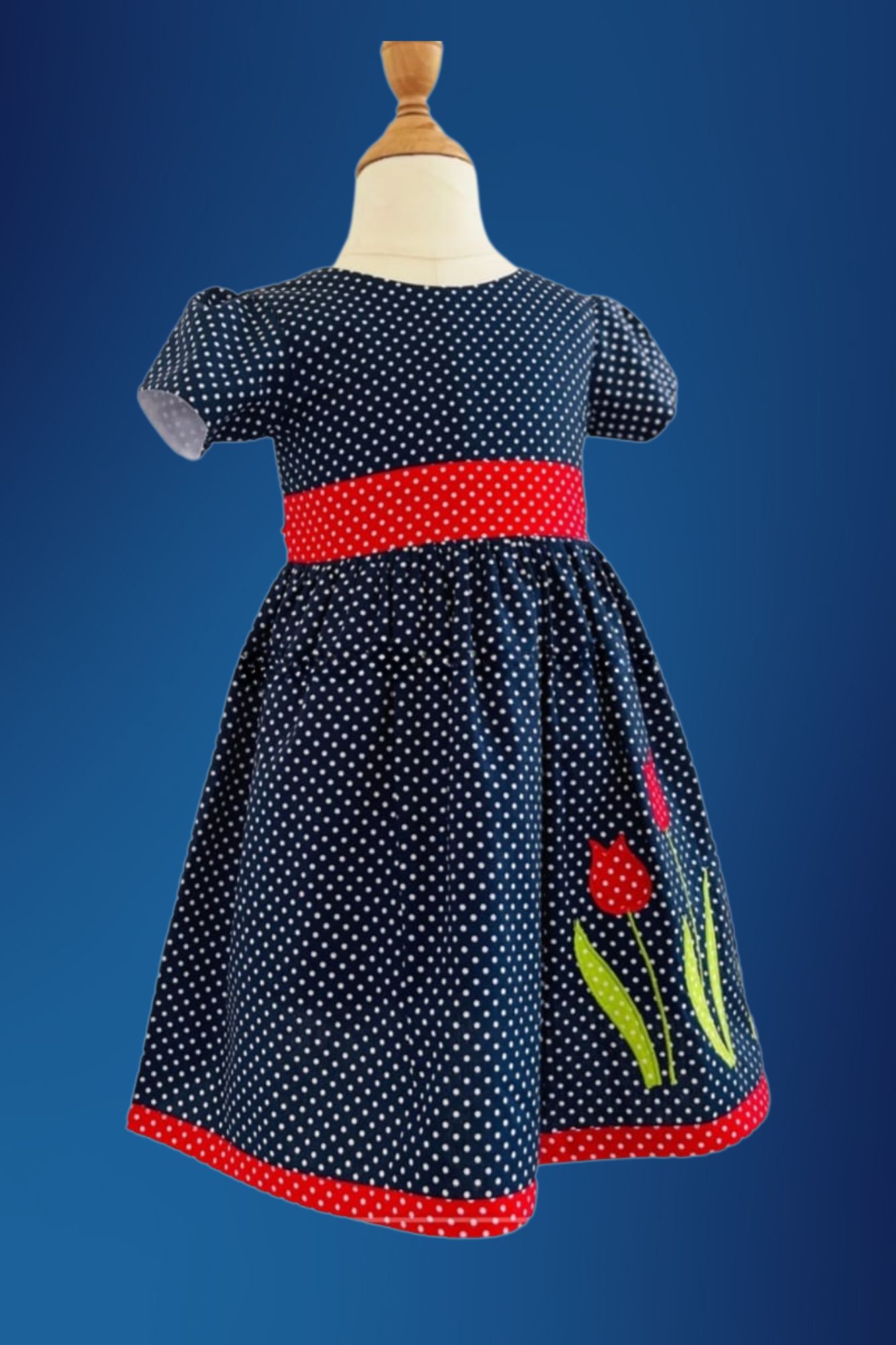 🌷 Blue Tulip – Girls’ Polka Dot Dress - NRTT002 - Image 2