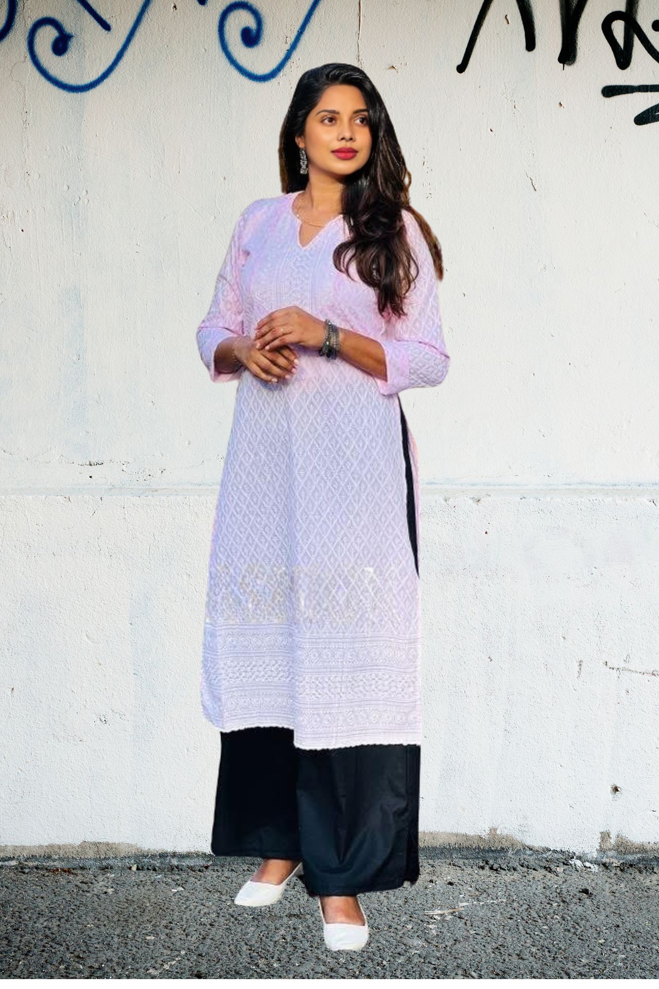 Women's Casual Light Pink Kurta - Only the Kurta Top- NRMO407