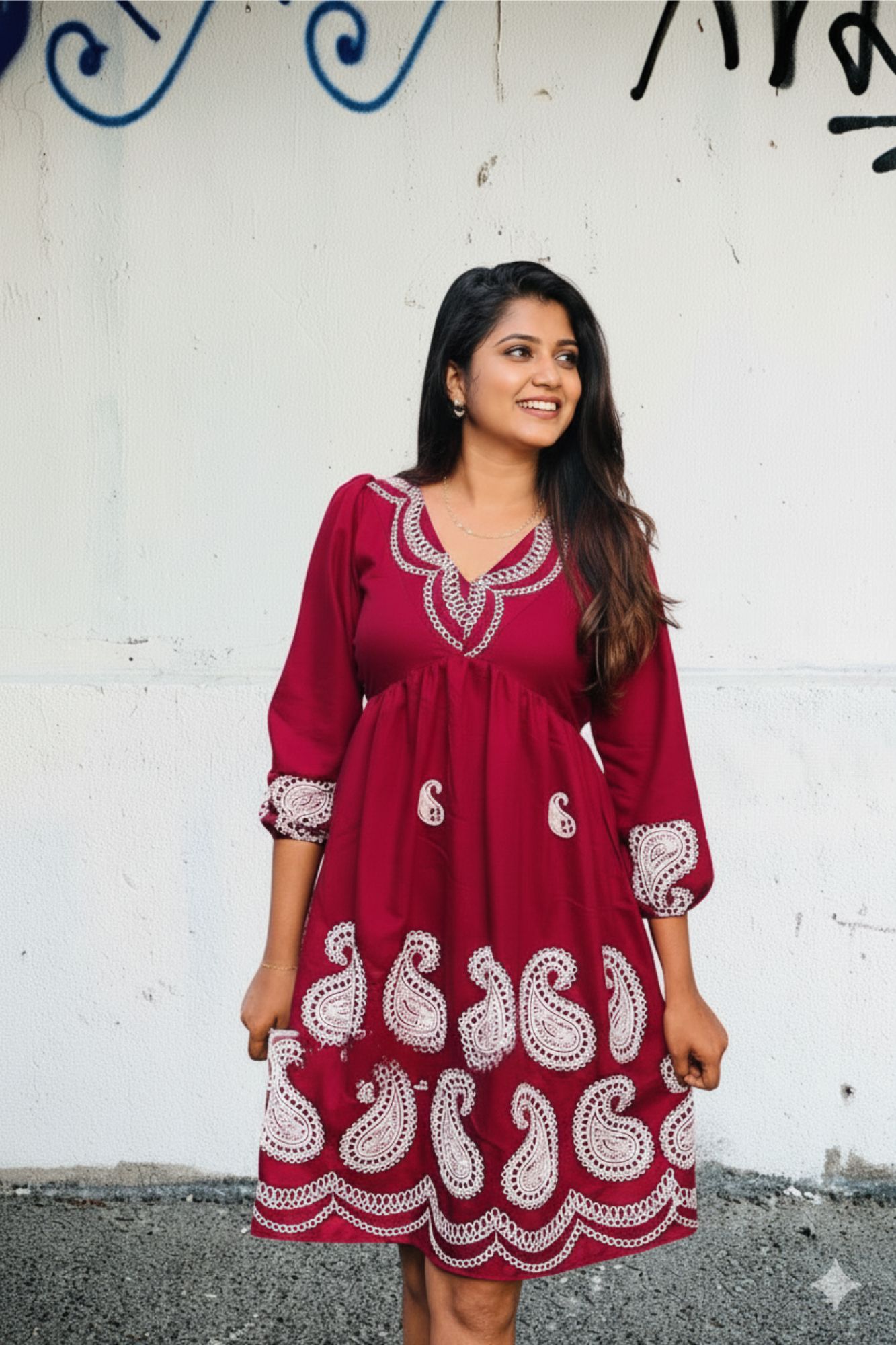 Maroon Empire Waist Frock – NRMO406
