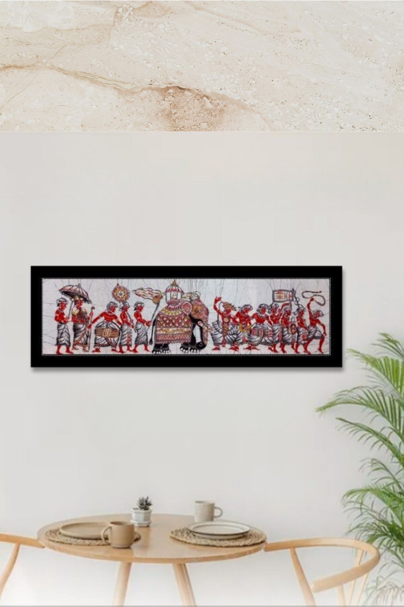 Traditional Kandy Esala Perahera (42cm X 138cm) – Batik Wall Hanging - NRHD101 - Image 2