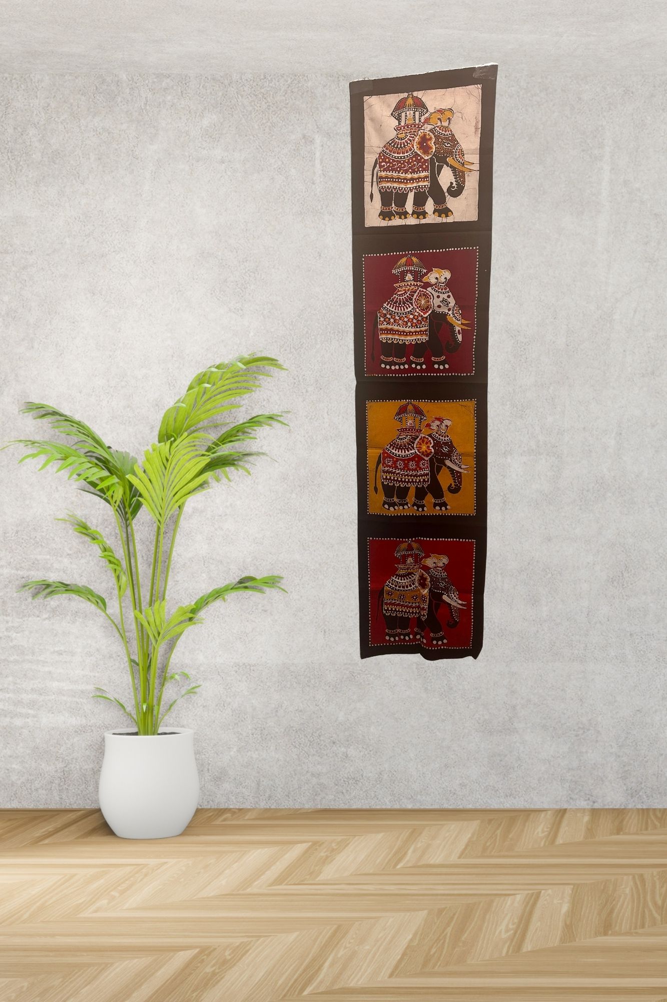 Stripe of 04 Sacred Casket Bearer Tuskers (130cm X30cm) – Batik Wall Hanging – Batik Wall Hanging - NRHD103 - Image 2