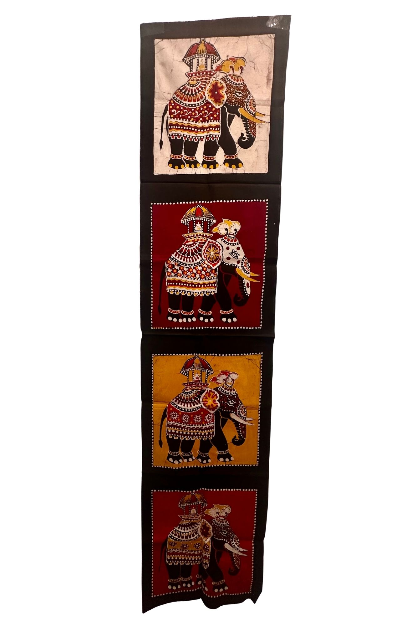 Stripe of 04 Sacred Casket Bearer Tuskers (130cm X30cm) – Batik Wall Hanging – Batik Wall Hanging - NRHD103