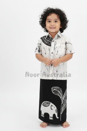 BOYS BATIK SHIRT SARONG KIT - Black/White - NRHB853