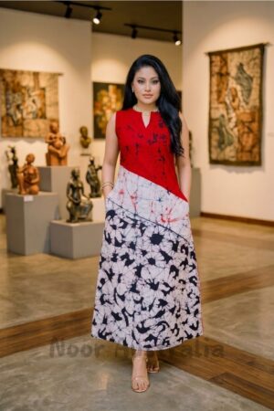Crimson Elegance Batik Frock – NRON014
