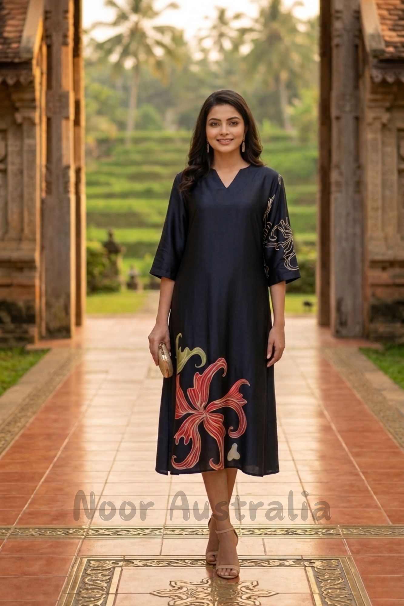 Midnight Lily Silk Batik Frock – NRON013