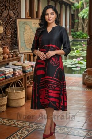 Crimson Heritage Silk A-Line Batik Frock – NRON012