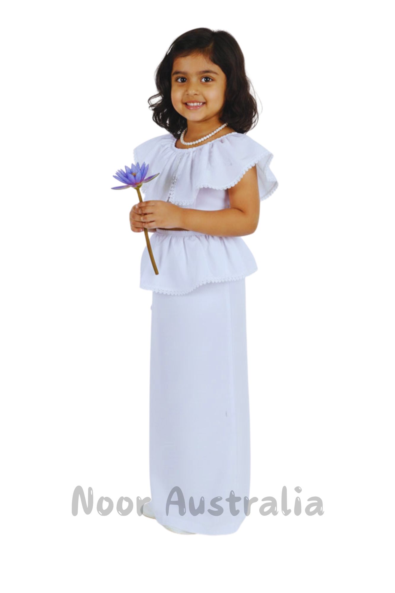 GIRLS LAMA SAREE (White) - NRWG400 - Image 3