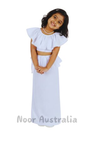 GIRLS LAMA SAREE (White) - NRWG400